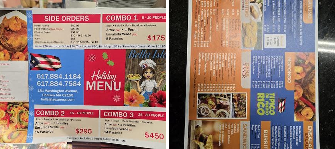 Bella Isla Express Menu